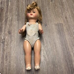 Vintage‎ Unmarked Composition Doll Sleepy Eyes Voice Box As Is 14" Project Toy